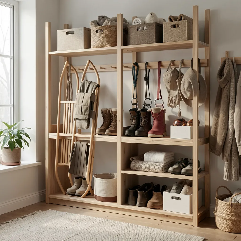 Ski helmet storage hook